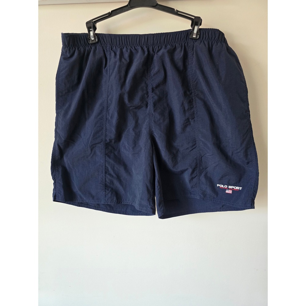Polo Sport Ralph Lauren Mens Navy Blue Nylon Swim Trunks Shorts XL Vintage Style